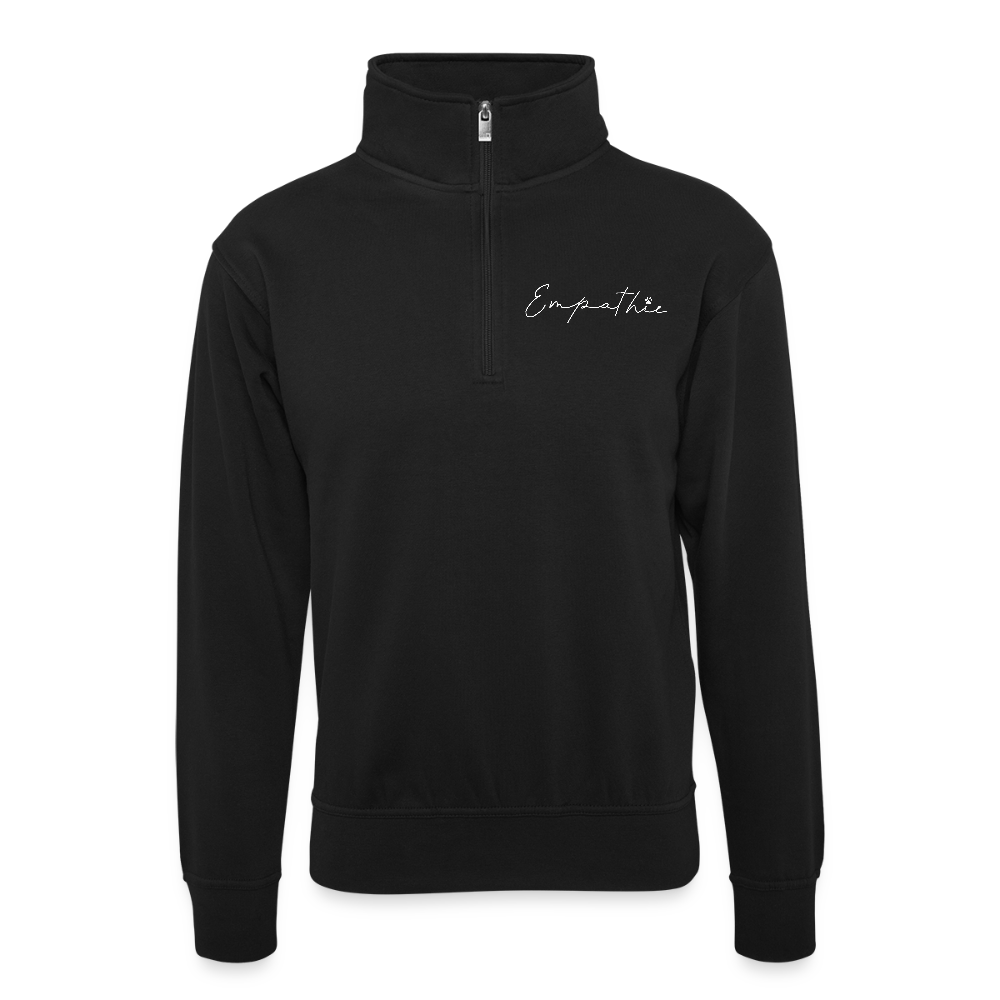 Unisex sweater with zip collar - black