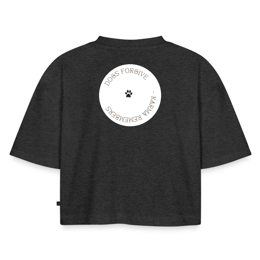 Women’s Oversized Organic Cropped T-Shirt - heather anthracite